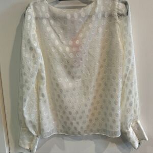 Lilly Pulitzer White Sheer Polka Dot Blouse